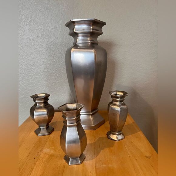Pottery Barn Vintage Silver Vase Collection - Picture 1 of 10